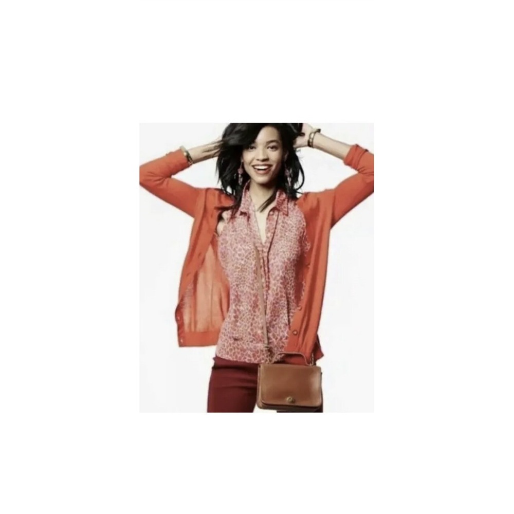 Cabi 3270 Heartbreaker Top Sleeveless XS Hi-Low Hem Orange Red Animal Blouse
